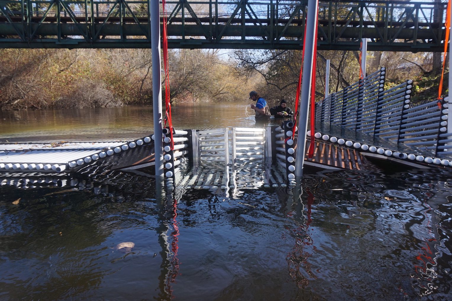 Passage structure for steelhead kelts on Carmel River weir