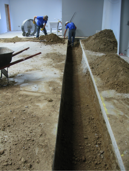 Digging fish lab drain