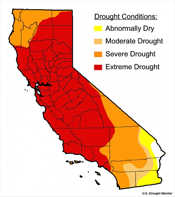 US Drought Monitor Map of California for Jan. 16, 2014