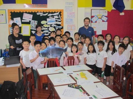 FISHBIO staff visit a Lao classroom